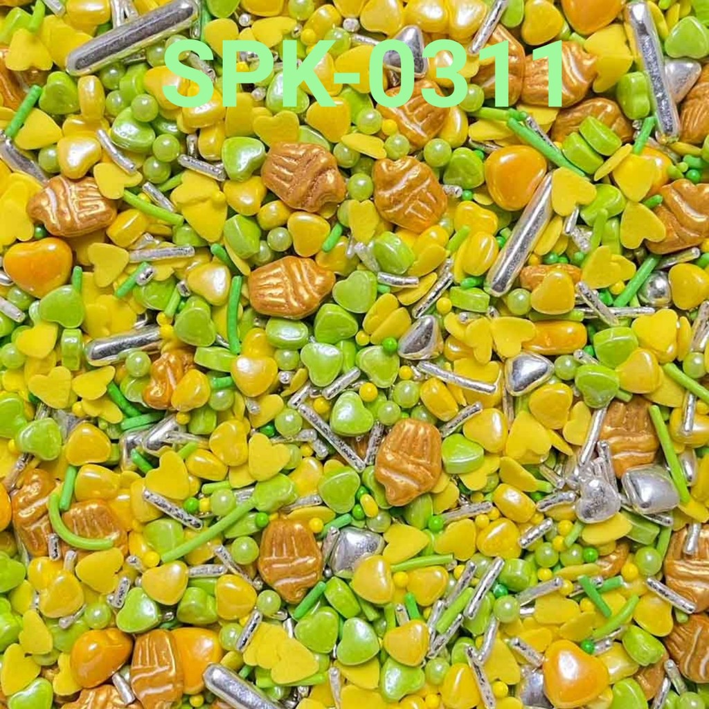 

SPK-0311 Sprinkles sprinkle springkel 1kg hati cupcake hijau kuning (SPRINKLES)