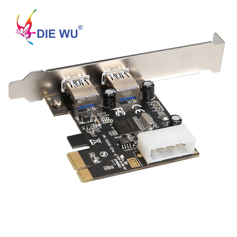 NEW DIEWU PCI-E PCI express Dual Port USB 3.0 HUB PCI Express Expansion Card Adapter High Speed with