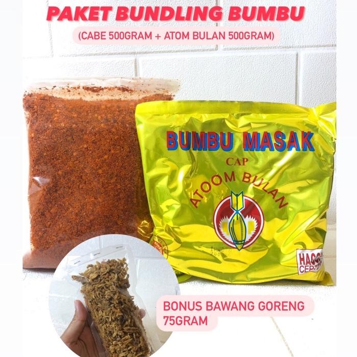 

Promo PAKET BUNDLING BUMBU CABE 500Gram + ATOM BULAN 500Gram + BONUS BAWANG GORENG 75GRAM Spices