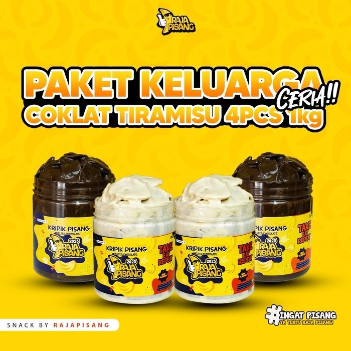 

Terbaru Paket Keluarga Kripik Pisang Coklat Lumer 4pcs 1kg 2 Coklat 2 Tiramisu Ready
