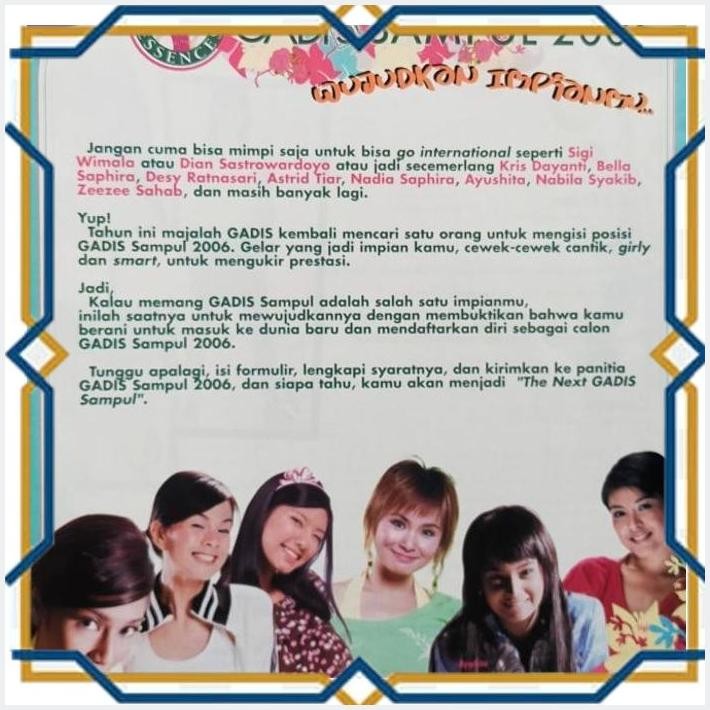 

[LAP] IKLAN LAMA GADIS SAMPUL 2006 - DIAN SASTRO, ASTRID TIAR, SIGI DLL