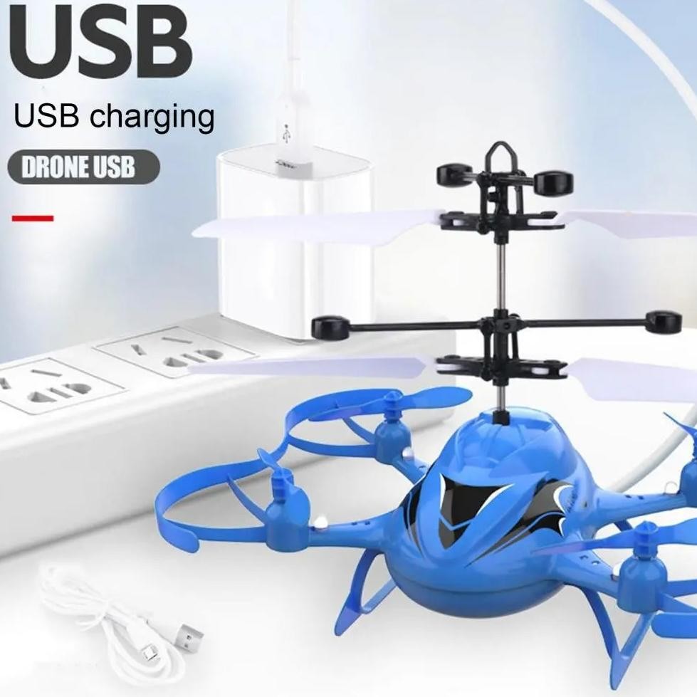 rwe-45 Toy Studio Mainan Anak RC Helicopter Drone Terbang Sensor Tangan + Hovering & Charger Keluar 