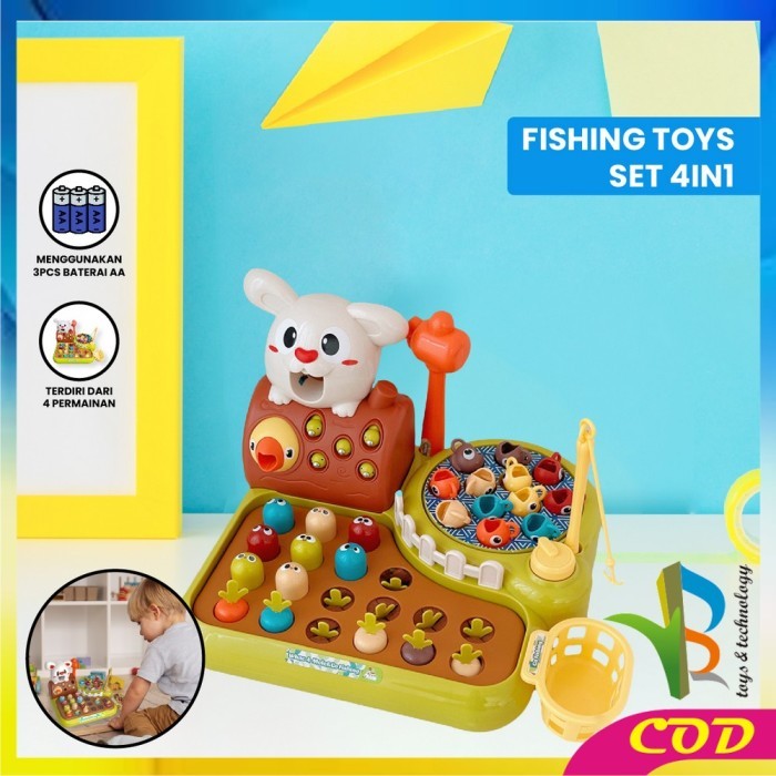 TERBARU RB-M320 Mainan Edukasi 4IN1 Rabbit Farming Game Whack A Mole / Mainan