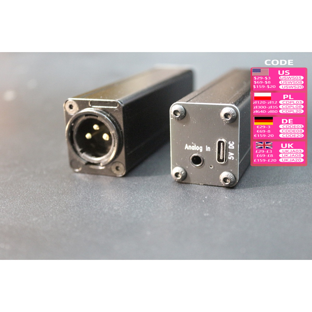 DRT ADC analog audio Aux input AES digital output