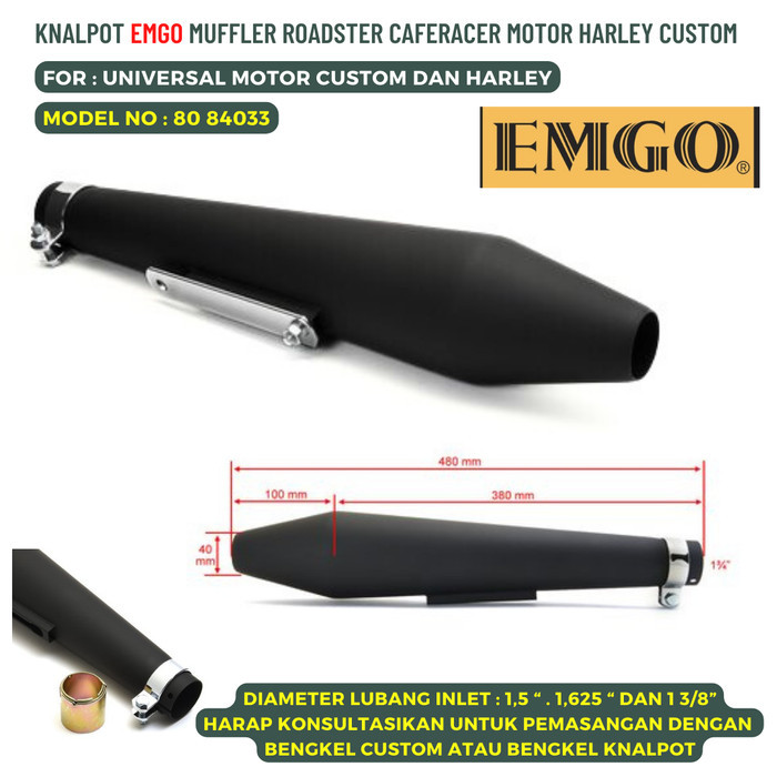 KNALPOT EMGO CAFE RACER 80 84033 MOTOR CUSTOM 100 cc sd 400 cc