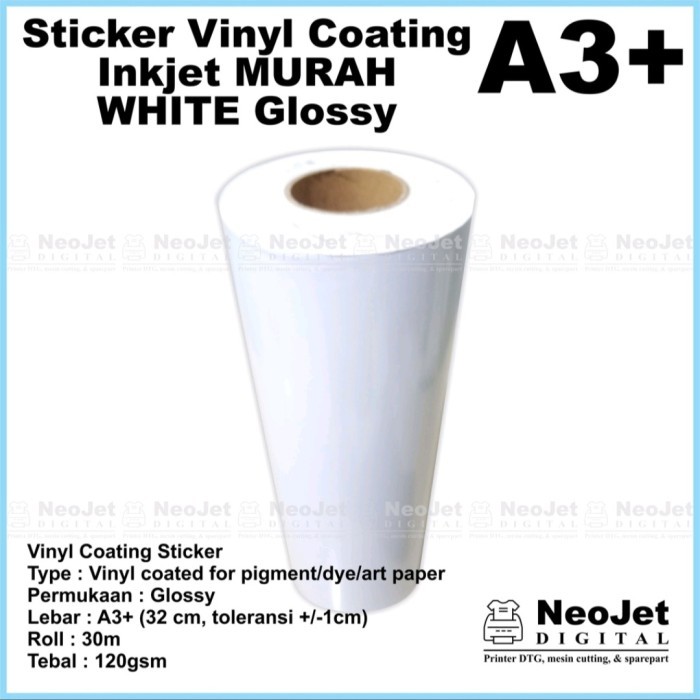 

VINYL COATING STICKER FOR INKJET PRINTER 30 M WHITE GLOSS A3+