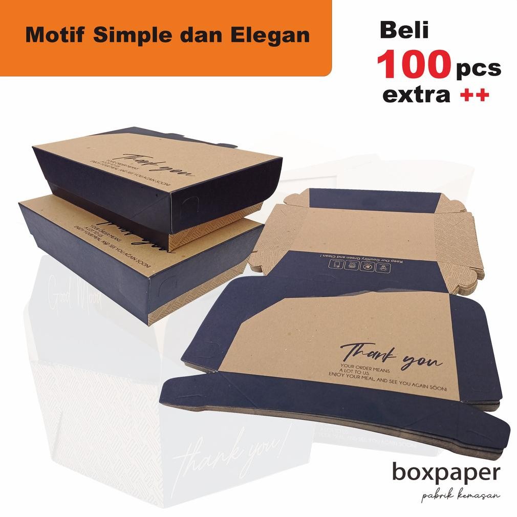 Bisa COD Paper Lunch Box size ( L )  Kraft Laminasi  Kotak Dus Makan Ayam Nasi Goreng Bakar Geprek P