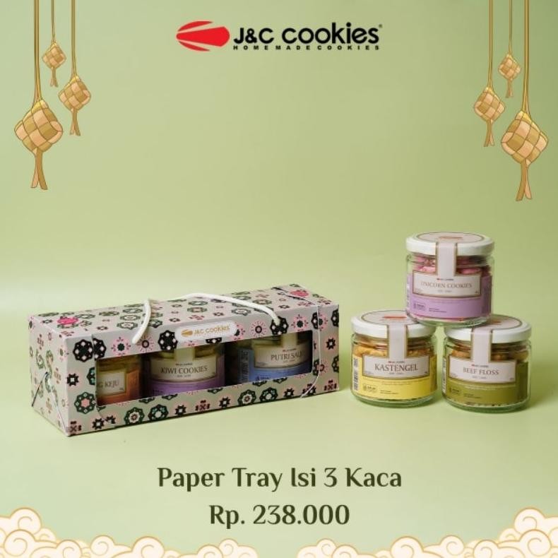 

kareemid hampers j&c cookies paket toples kaca isi 3 jenis kue parcel lebaran