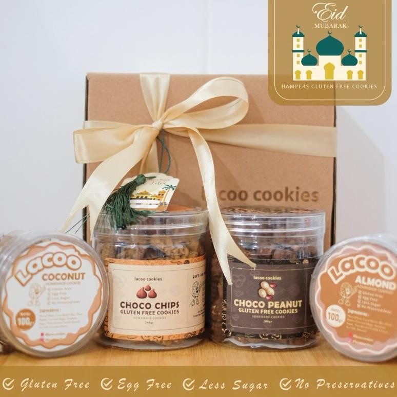 

AURORAE HAMPERS COOKIES - PAKET ISI 4 - GLUTEN FREE COOKIES - EGG FREE - KUE KERING - LACOO COOKIES