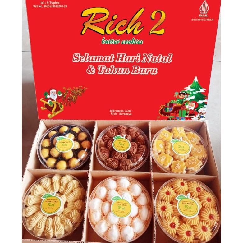 

ad-532 Kue kering RICH 2 /hampers lebaran / kue kering toples campur isi 6 toples(isian kue 200gr-250gr )+ Free kartu ucapan (kue kering Sesuai foto) Sale