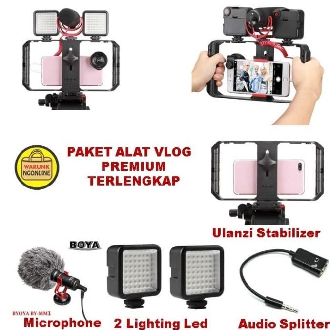 PAKET Alat VLOG - YOUTUBER - VLOGGER - VIDEOGRAFI - STABILIZER - MIC