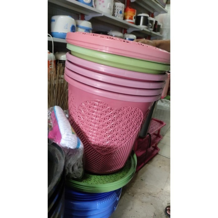 Keranjang Baju Plastik / Keranjang Laundry Tutup Plastik Berkualitas N