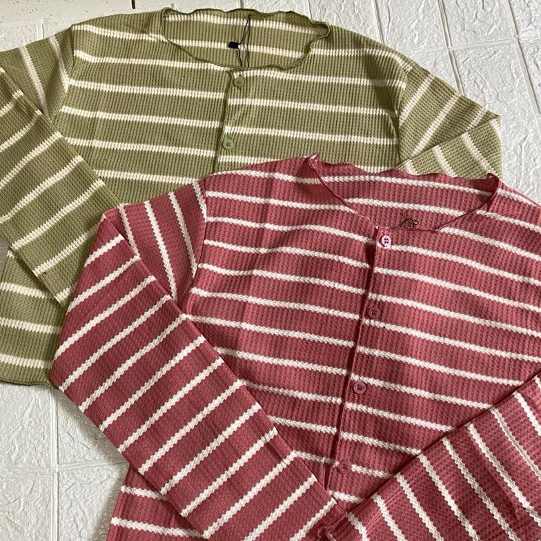Cardigan Motif Salur -Cardigan Rajut -Cardigan Crop -Cardigan Stripe -Cardigan Knit Wanita Korean