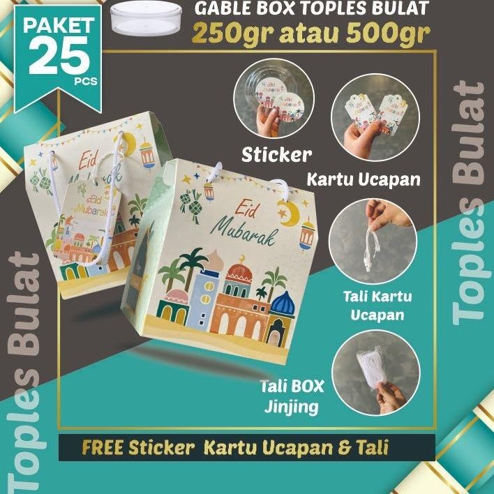 

kareemid box hampers box gable box 25 pcs gable lebaran toples bulat - white pink muat 3 toples 250gr/ uk 16x13x13 cm /hampers kue lebaran/ box toples kuker