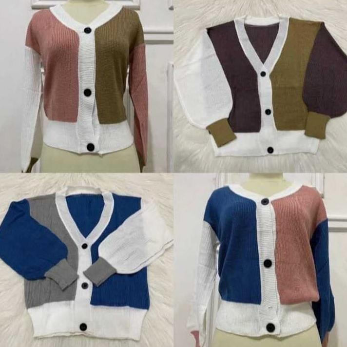 Paket 3 Pcs Cardigan Rajut Kancing Wanita Terkini Dan 1 Pcs Cardigan Rajut