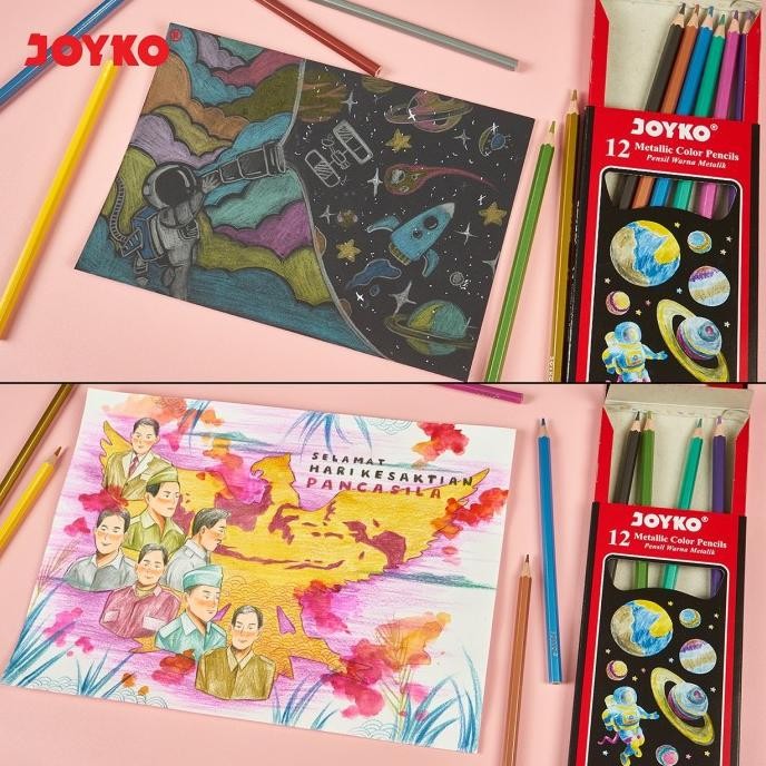 

Pensil Warna Metalik Metallic Color Pencils Joyko CP-123M 12 Warna