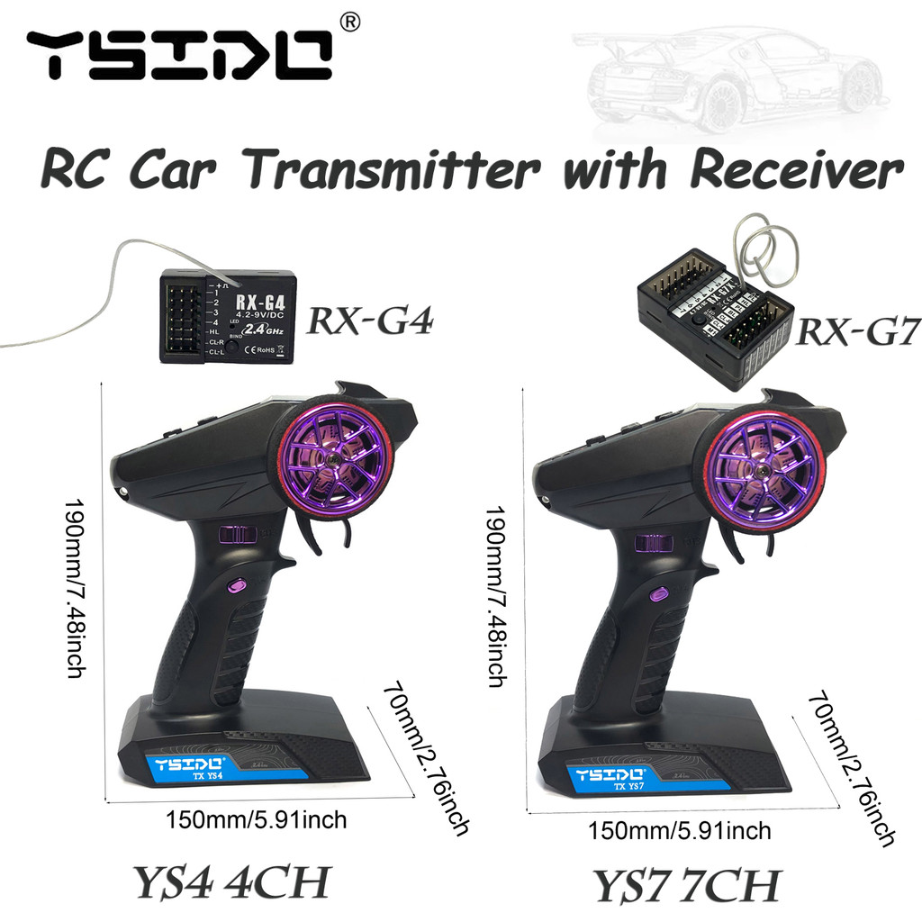 CIF RC Car Transmitter 2.4Ghz YS7 7CH YS4 4CH Remote Control Digital Radio Model Transmitter with Re