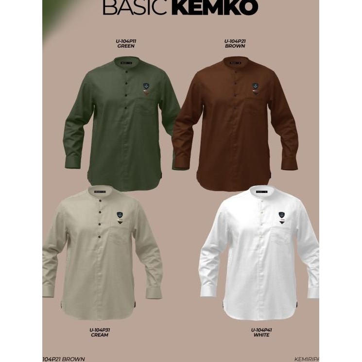 SAMASE Kemko Basic U104P Kemeja Koko Pria Dewasa Lengan Panjang Putih Terlaris