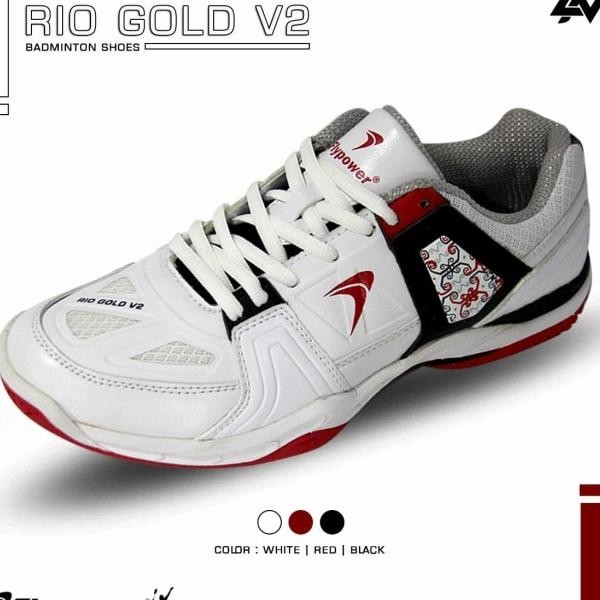 SEPATU BADMINTON SEPATU FLYPOWER RIO GOLD V1 ORIGINAL Terlaris