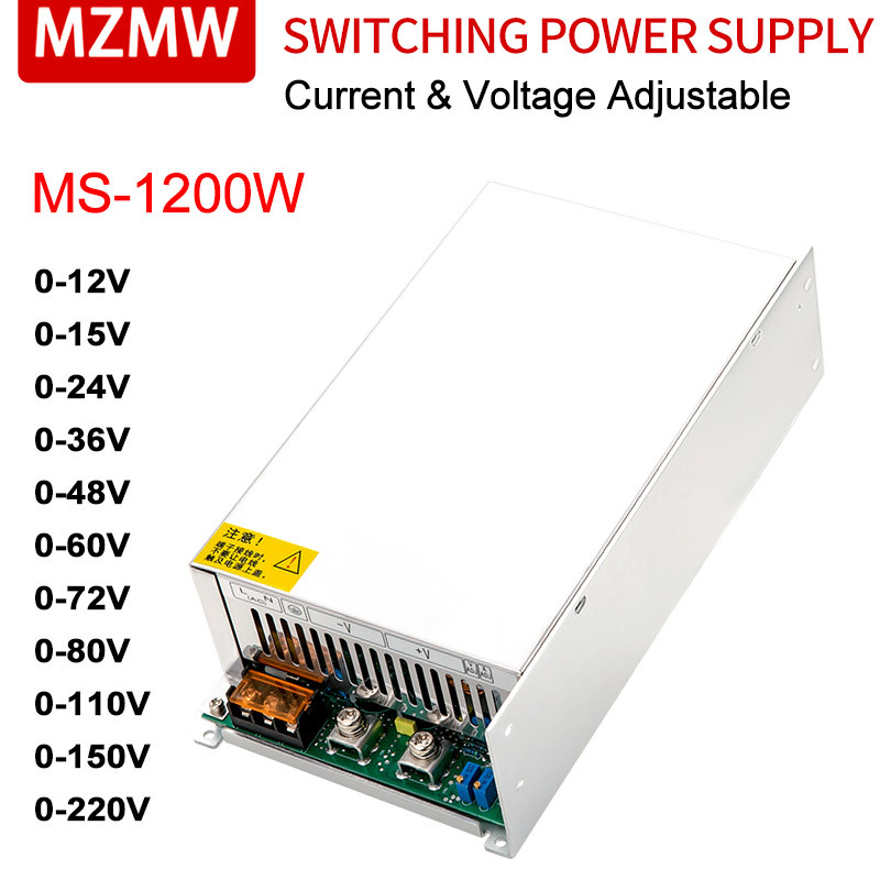 GANC MZMW 1200W Adjustable Switching Power Supply 0-12V 15V 24V 36V 48v 60V 72V 80V 110V 150V 220V 1