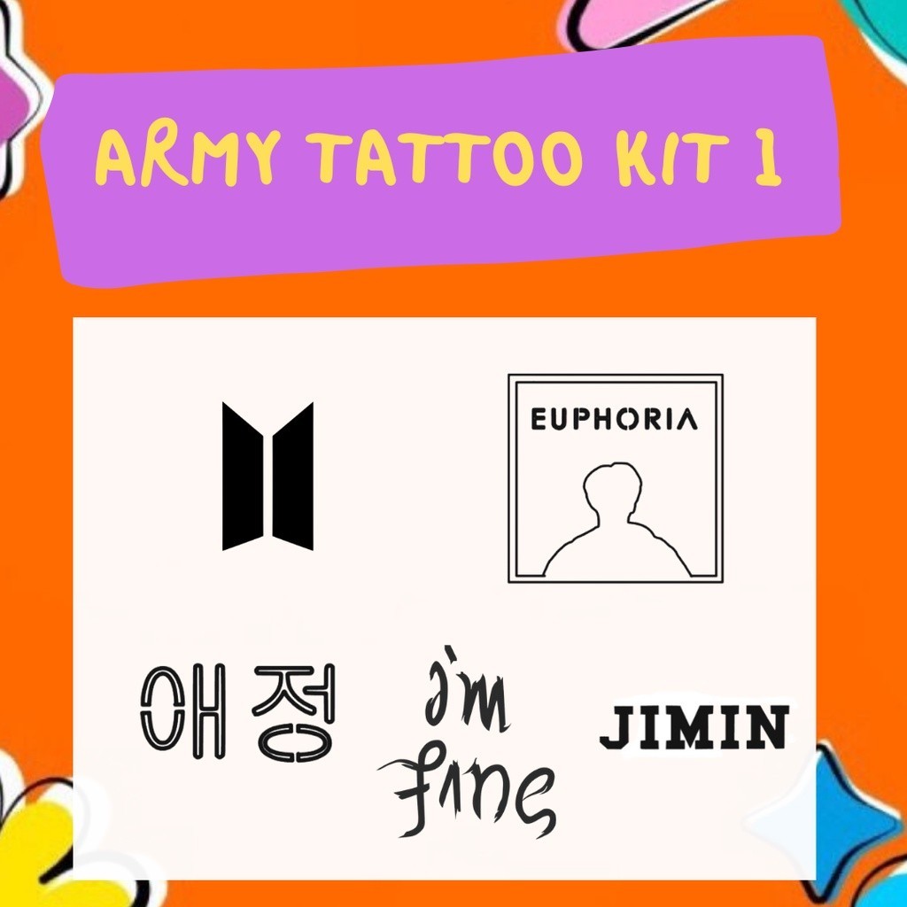 BTS Henna Tattoo Kit - Tato Halal Motif BTS Jungkook Jimin Army Korea