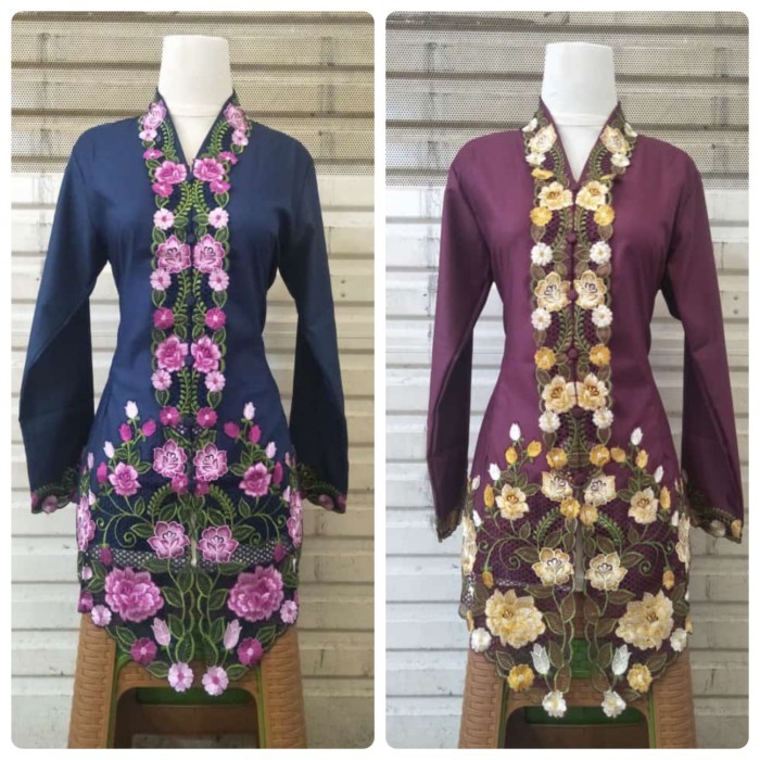 Kebaya Encim Modern Hijab Lengan Panjang Bordir Katun