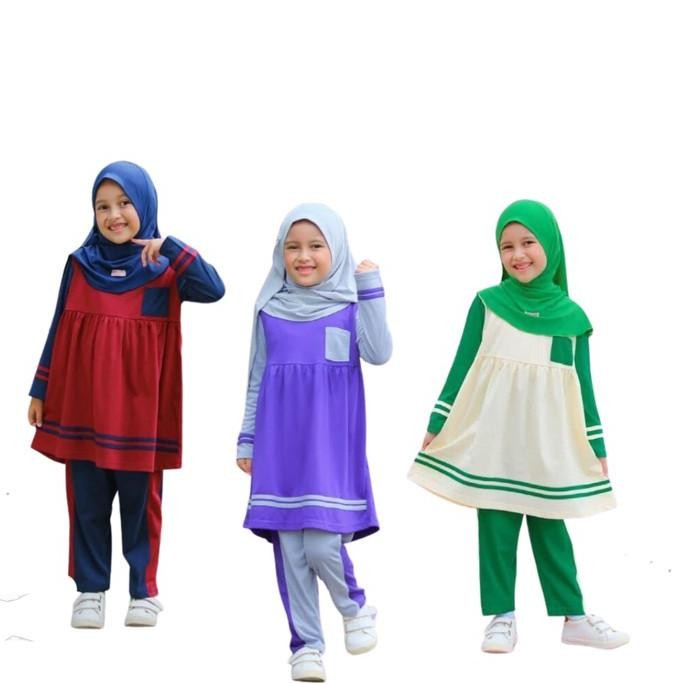 Trend Setelan Baju Muslim Anak Perempuan 2 Tahun Set Baju Kaos Atasn Bawahan Original