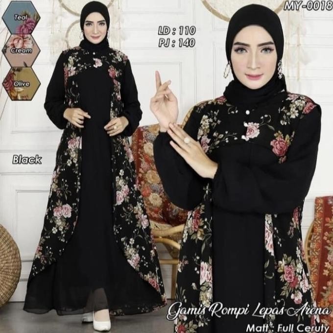 Big Sale Gamis Rompi Lepas 2In1 Dan Outer Terpisah Maxi Dress Full Ceruty Berkualitas