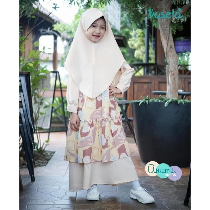 Terbaru In667 Basela Kids Arumi Baju Gamis Muslim Anak Perempuan Motif Bunga Original