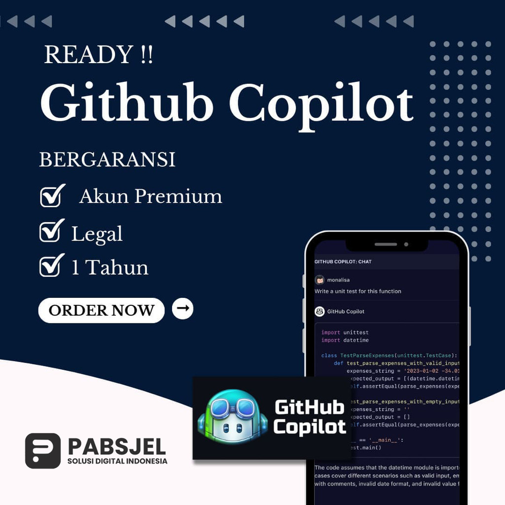 Github Copilot Pro - Ai Programming Assistant Premium 1 Tahun (Private )