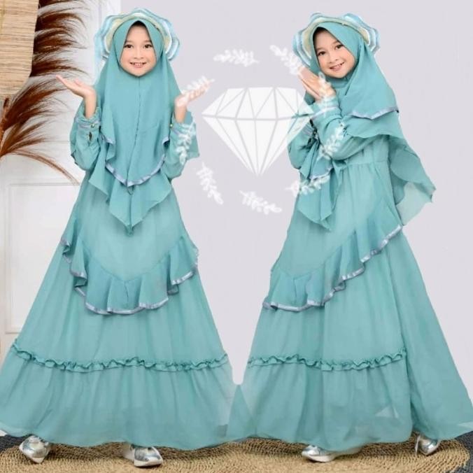 Best Seller Baju Gamis Syari Muslim Anak Perempuan Terbaru Usia 6-9 Tahun Duvency Pengiriman Cepat