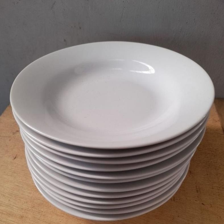 JEANIE 1 LUSIN PIRING MAKAN KERAMIK PUTIH POLOS SUNBIRD 9 INCH 23CM-BALIKPAPAN