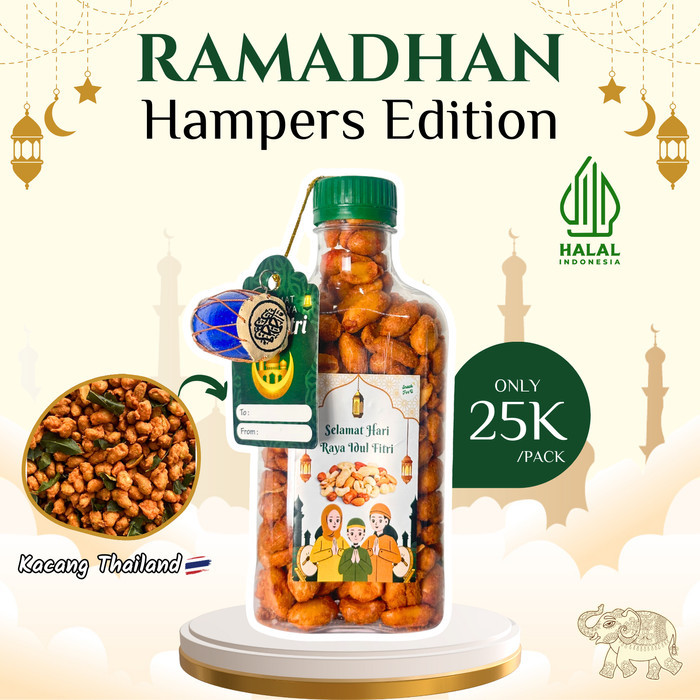 

Hampers Lebaran Idul Fitri Kacang Thailand Kemasan Botol Bedug unik