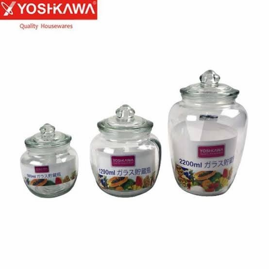 ,,,,,,,] Toples Kaca Beling Yoshikawa Toples Kue Kecil Snack Biskuit Cemilan