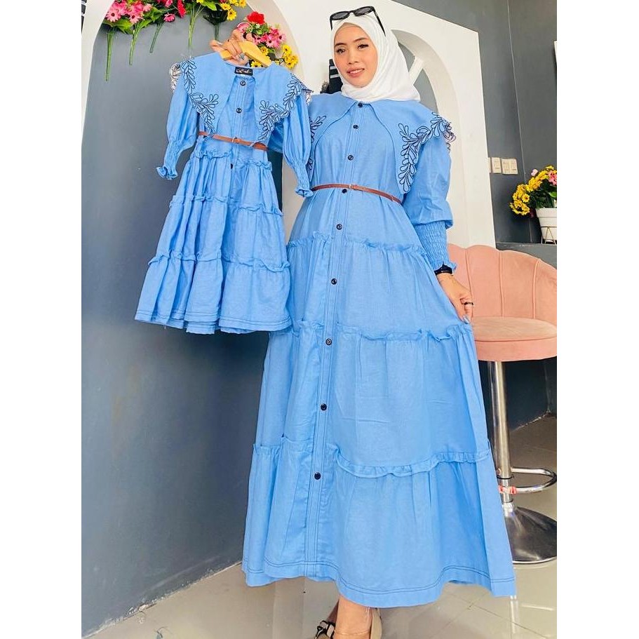 Sale Now Midi Dress Katun Rami Mix Bordir Bisa Couple Ibu Dan Anak Rekomendasi Baju Lebaran 2025 Gam