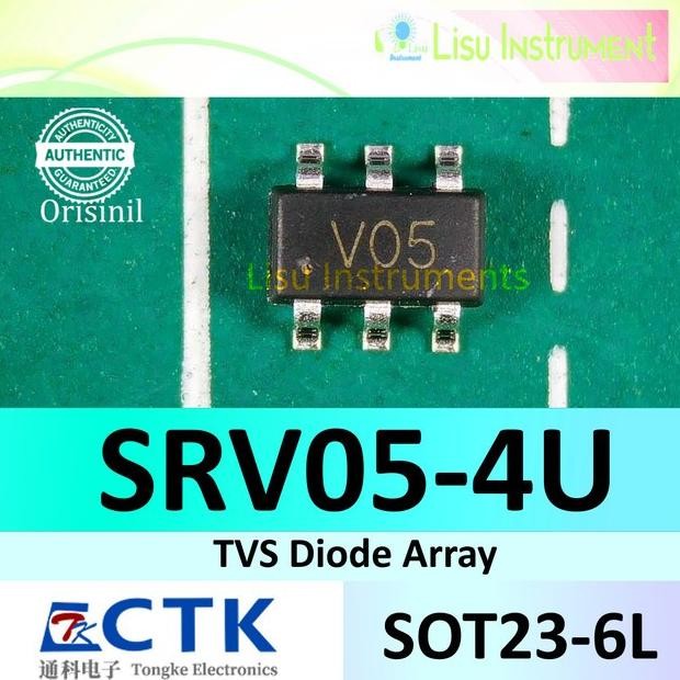 Terbaru (10) SRV05-4 5V  TVS Diode Array 05U SOT-23-6 CTK Electronics lisu992 Diminati Banget