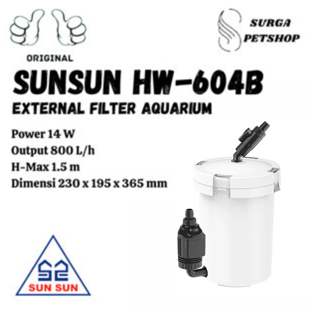 SUNSUN External Filter Aquarium HW 604B Aquascape kolam ikan tabung air akuarium HW604B ori import