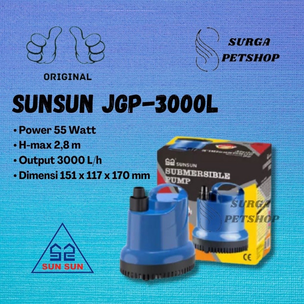 POMPA AIR SUNSUN JGP 3000 L SUBMERSIBLE WATER PUMP KOLAM IKAN AQUARIUM AKUARIUM CELUP 3000 L LITER 5