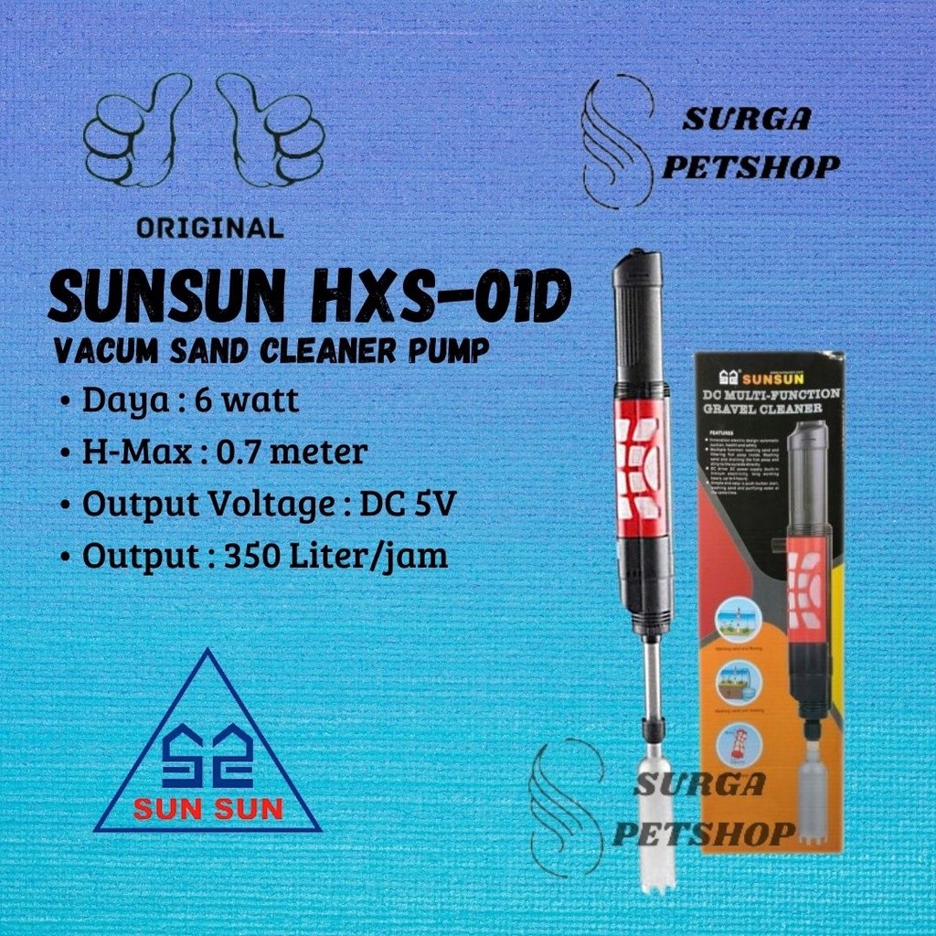 SUNSUN HXS-01D Cleaner Pump Aquarium Aquascape Penguras Air Sand Cleaner Vacum Akuarium penyedot pem