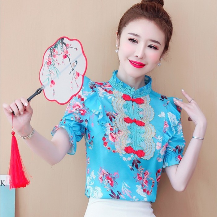 Blouse Cheongsam Wanita Import T8043/Atasan Cheongsam Terbaru