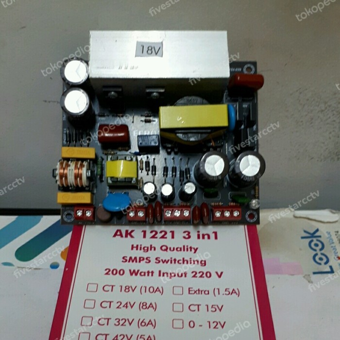 TRAFO SMPS SWITCHING 10A CT 18V EXTRA 1.5A CT 15V & - 12V