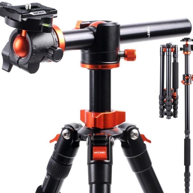 K&F Concept 67/1.7M Aluminum Video Camera Tripod Transverse Center Column 22Lbs/10Kg Load Flexible F