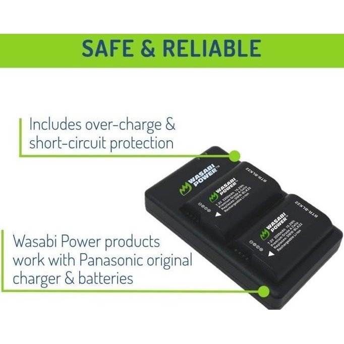 Wasabi Power Battery & Charger For Panasonic Blk22 Lumix Gh5Ii Gh52 Gh6 Gh7 Dc S5 S5Ii S5Iix S9 G9Ii
