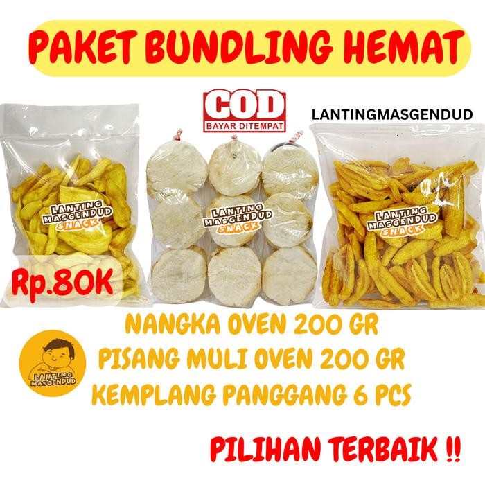 

BARANG TERLARIS Bundling Paket Hemat - Keripik Nangka-Pisang Muli-Kemplang - Cemilan Snack Original
