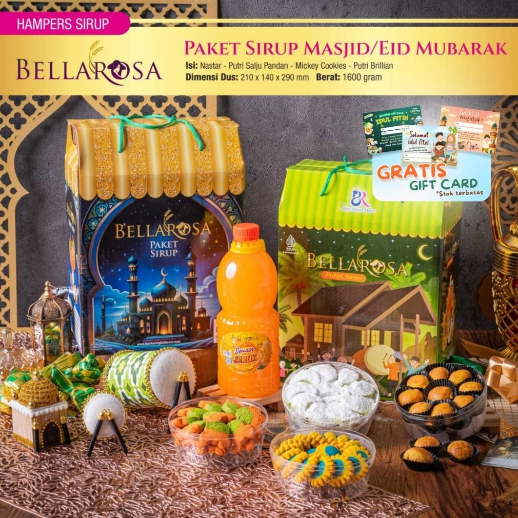 

Paket Bellerosa Kue Kering Plus Sirup / Paket Sirup Lebaran Edisi Masjid Eid Mubarak Silaturahmi 2025 Terlengkap Dan Termurah