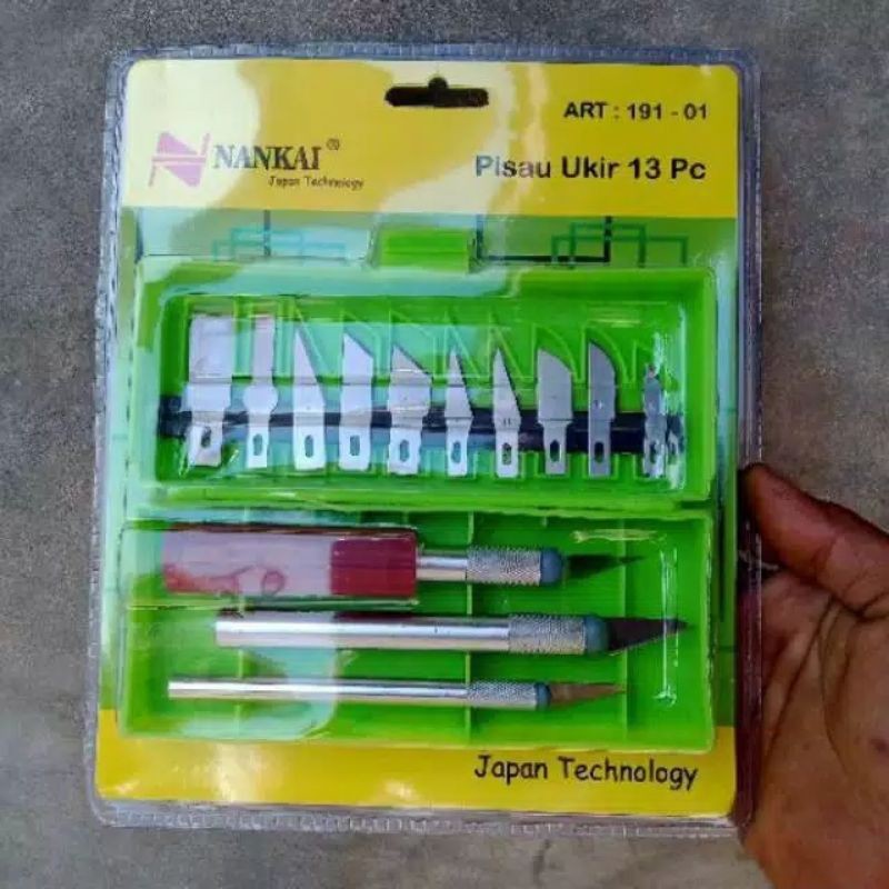 New Pisau Bonsai Kelapa / Alat Ukir Seni 13 Set 3 Pegangan (nankai)
