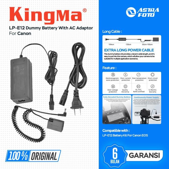 Kingma Dummy Lp-E12 Battery Kit For Canon Eos - Baterai Dummy New Stok