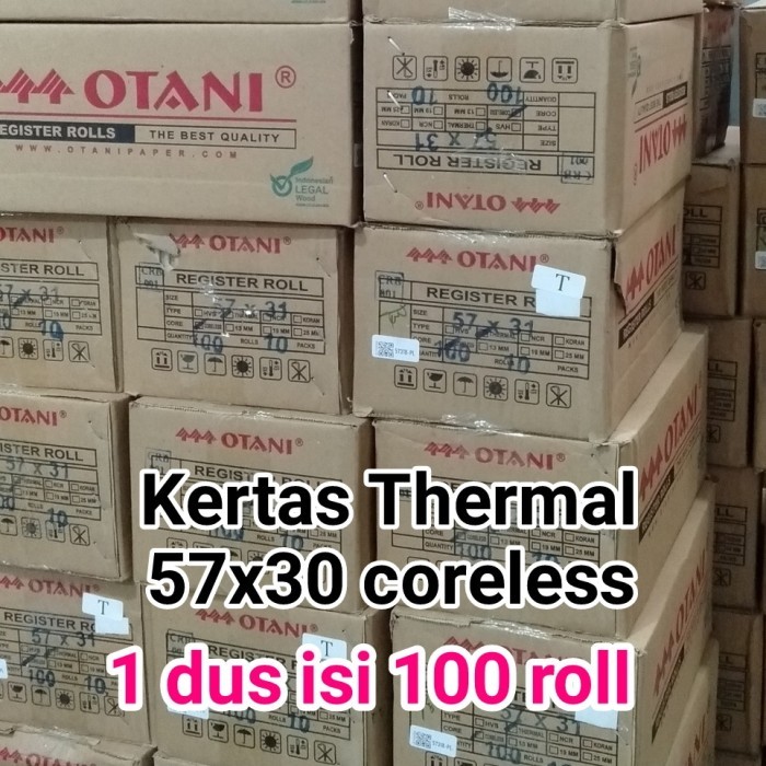 

TERBARU! Kertas Struk Thermal 57x30 57x31 58x30 coreless otani 1box 100roll