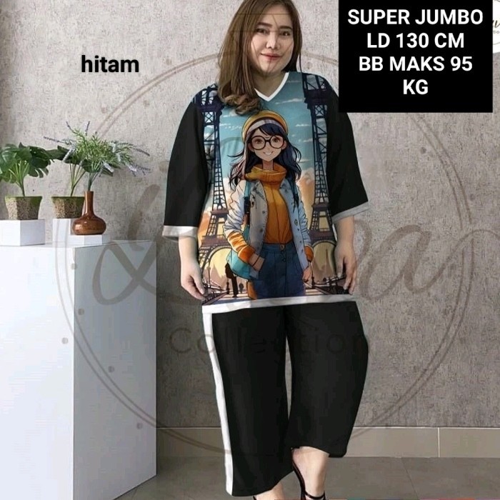 Sale...Super Jumbo Ld 130 Xxxl-Piyama-Baju Tidur Wanita Motif Ab2