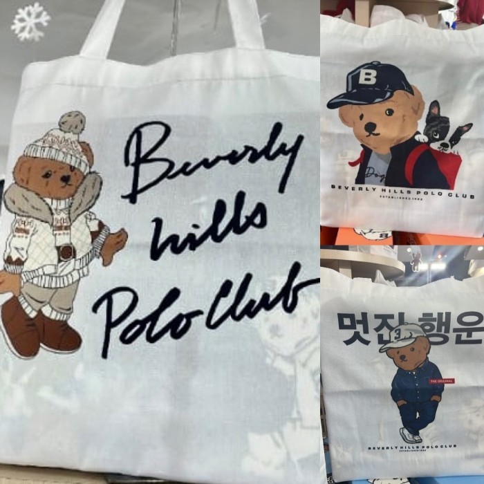 Tas Shopping Eco Tote Canvas Bag Beverly Hills Polo Club Original